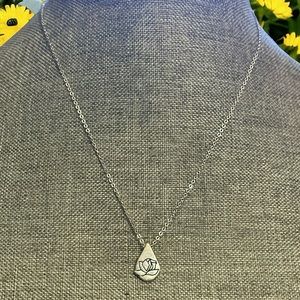 Vintage Sterling signed memorial teardrop pendant necklace